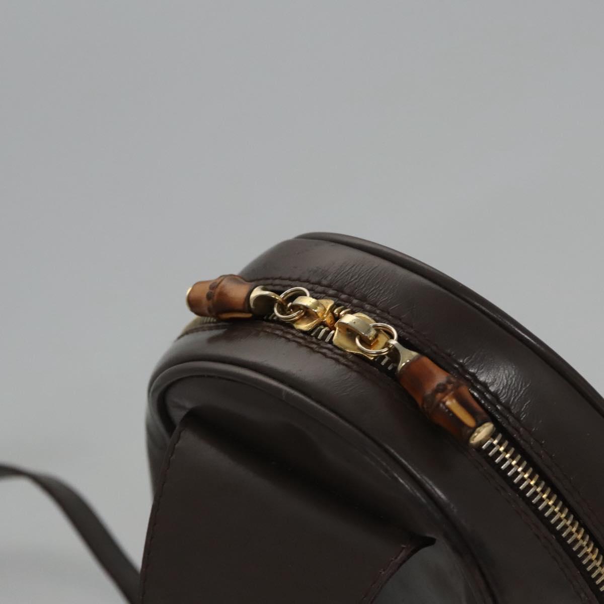 GUCCI Bamboo Body Bag Patent leather Brown 003 2113 0127 Auth 115951