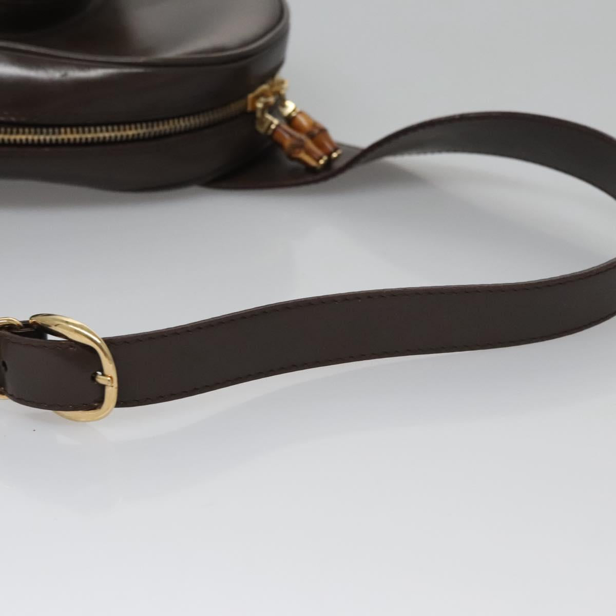 GUCCI Bamboo Body Bag Patent leather Brown 003 2113 0127 Auth 115951