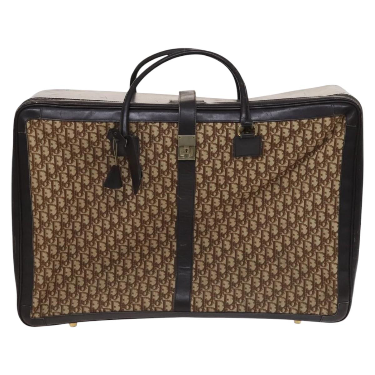 Christian Dior Trotter Canvas Suitcase Brown Auth 115962