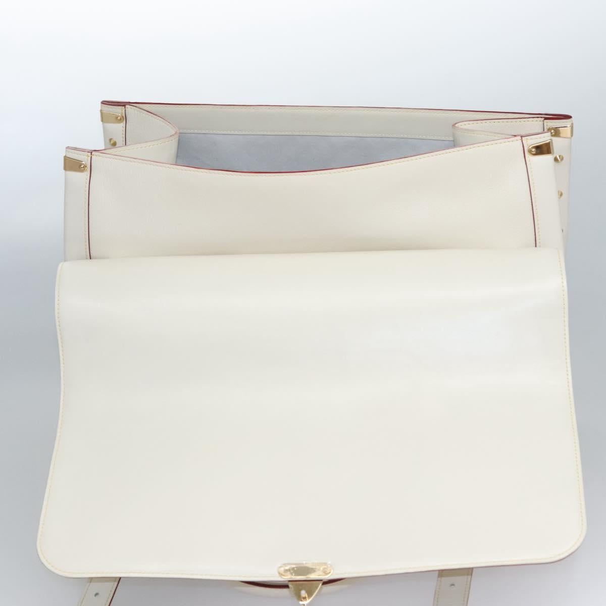 LOUIS VUITTON Suhari Extravagan Hand Bag Leather White M91803 LV Auth 115974S