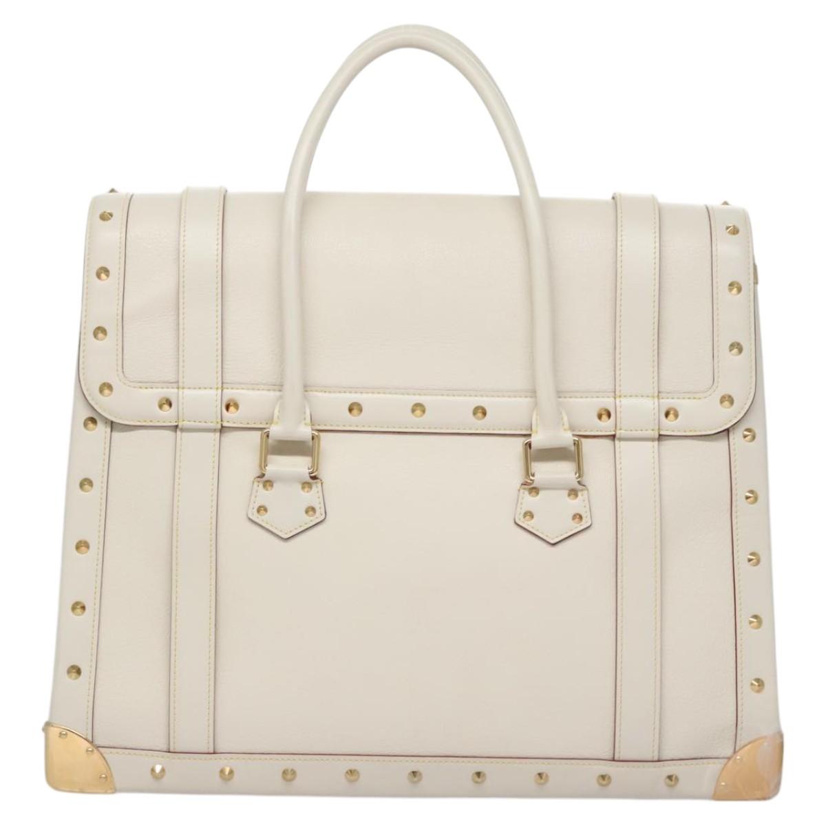 LOUIS VUITTON Suhari Extravagan Hand Bag Leather White M91803 LV Auth 115974S