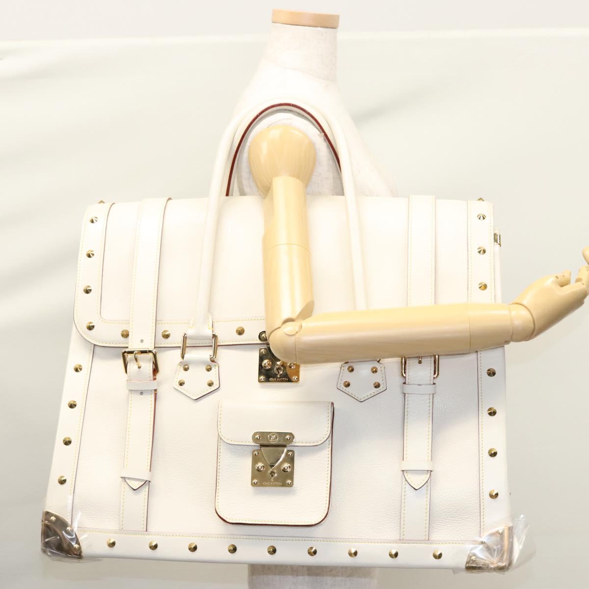 LOUIS VUITTON Suhari Extravagan Hand Bag Leather White M91803 LV Auth 115974S