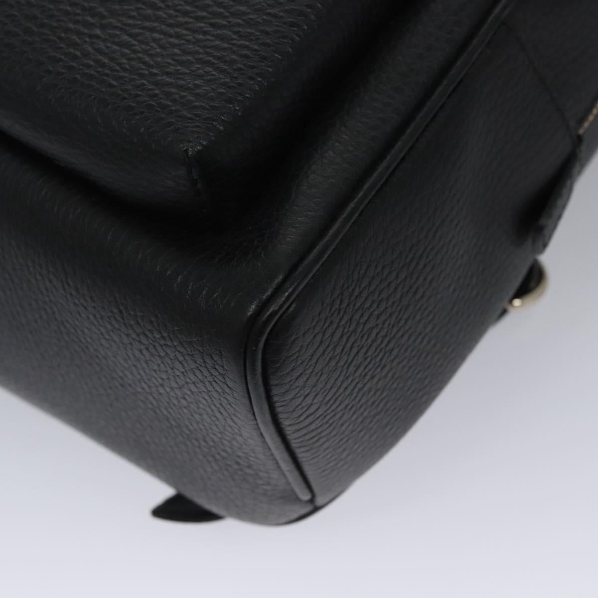 GUCCI Chain Interlocking Backpack Leather Gold Black 536192 Auth 115987AV