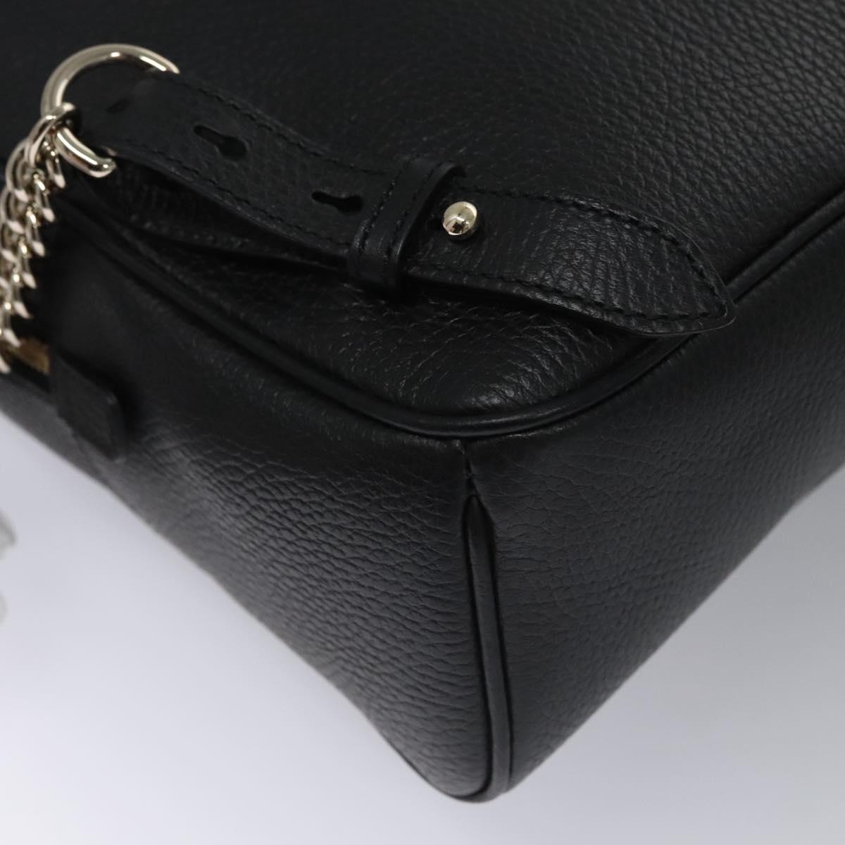 GUCCI Chain Interlocking Backpack Leather Gold Black 536192 Auth 115987AV