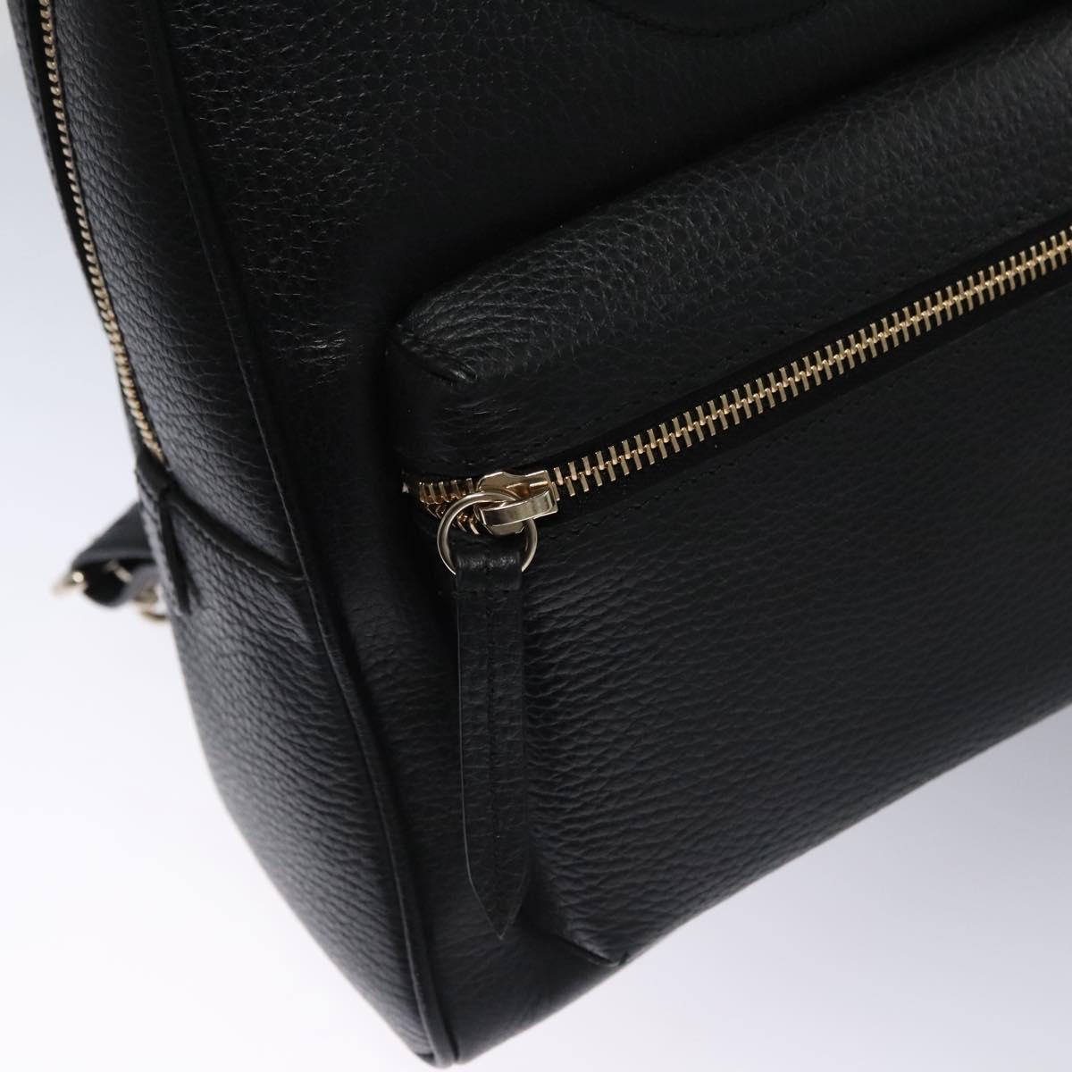 GUCCI Chain Interlocking Backpack Leather Gold Black 536192 Auth 115987AV