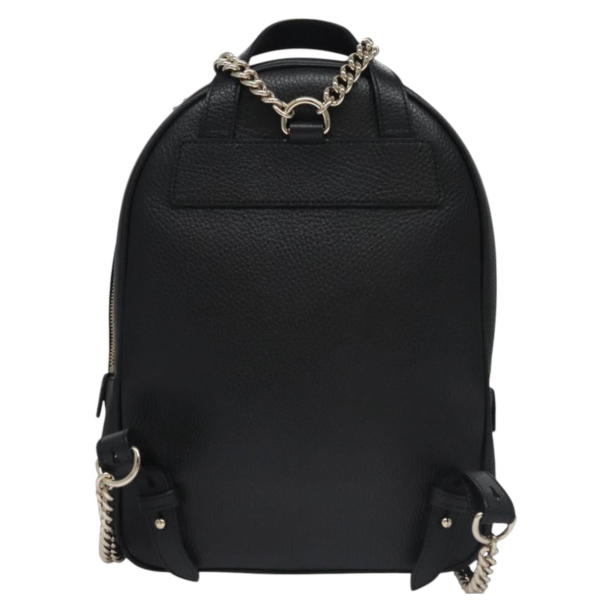 GUCCI Chain Interlocking Backpack Leather Gold Black 536192 Auth 115987AV