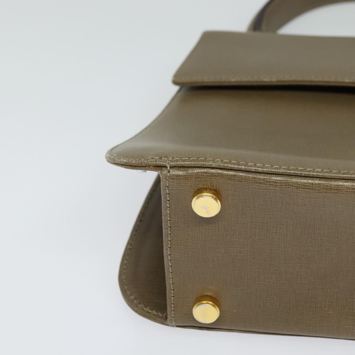 Salvatore Ferragamo Hand Bag Leather 2way Brown Gold Auth 116030