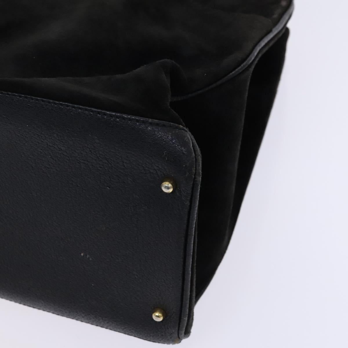 GUCCI Bamboo Hand Bag Suede Leather 2way Black 002 123 0322 Auth 116032