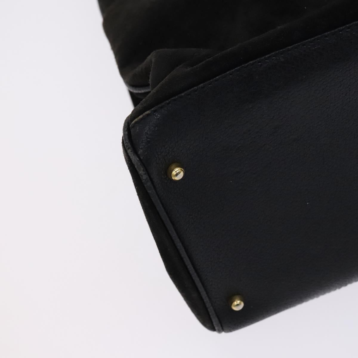 GUCCI Bamboo Hand Bag Suede Leather 2way Black 002 123 0322 Auth 116032