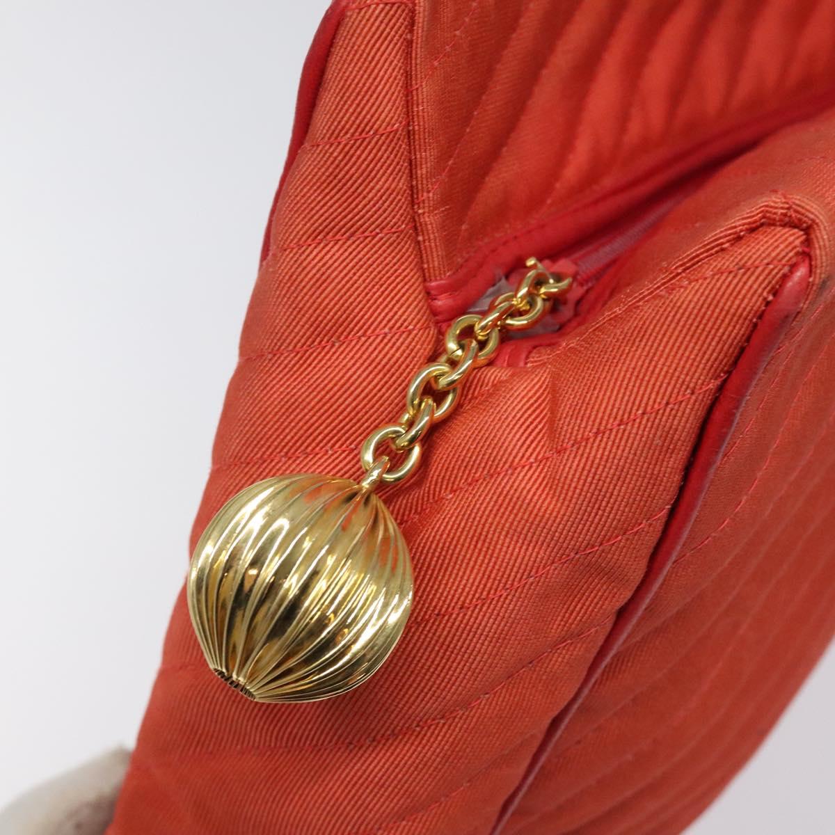 BALLY Shoulder Bag Nylon Orange Gold Auth 116042