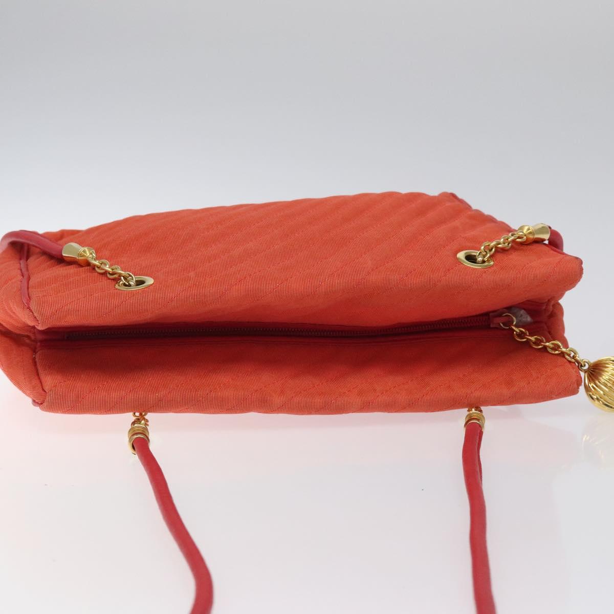 BALLY Shoulder Bag Nylon Orange Gold Auth 116042