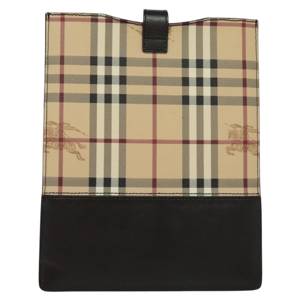 BURBERRY Nova Check iPad Case PVC Beige Gold Auth 116045