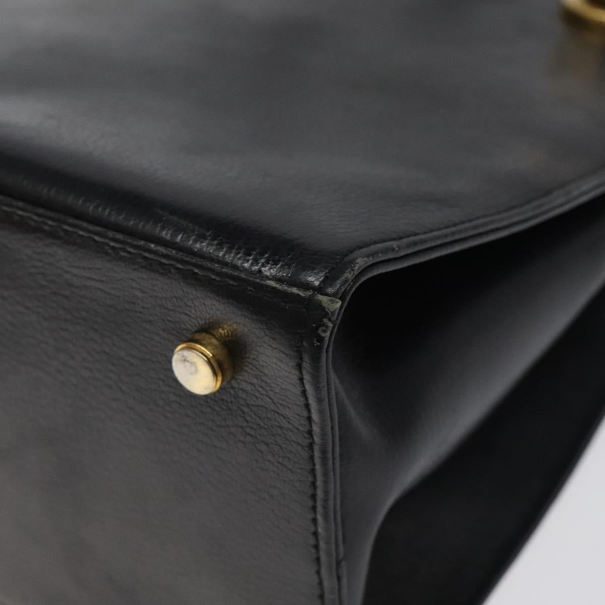 Salvatore Ferragamo Gancini Shoulder Bag Leather Black Gold Auth 116063