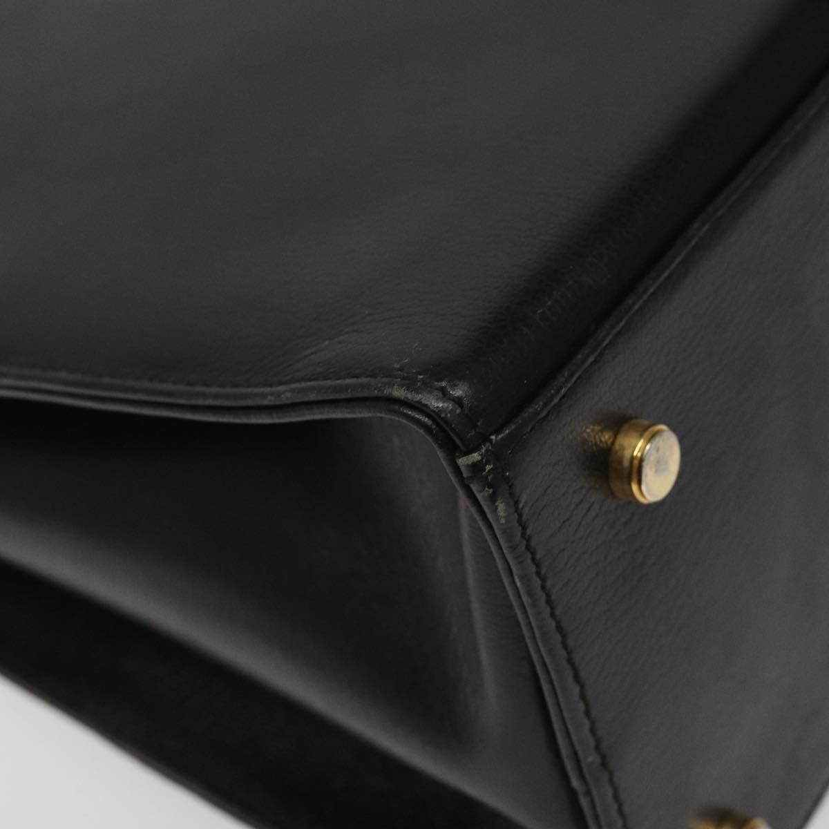 Salvatore Ferragamo Gancini Shoulder Bag Leather Black Gold Auth 116063