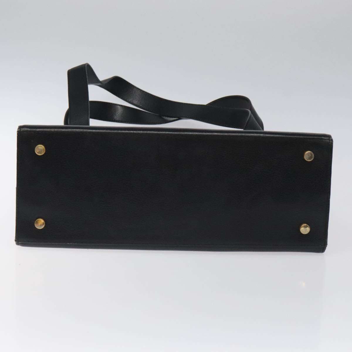 Salvatore Ferragamo Gancini Shoulder Bag Leather Black Gold Auth 116063