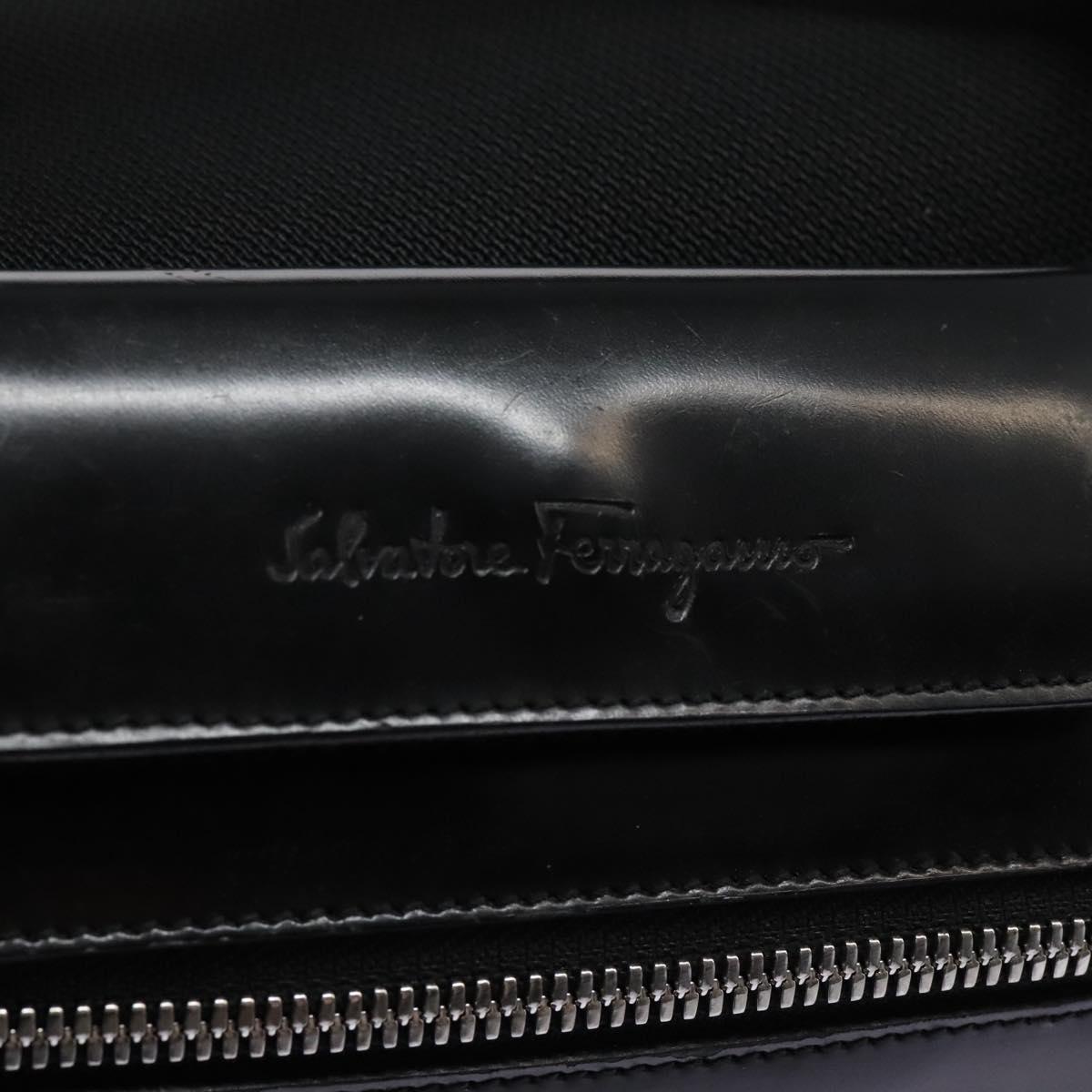 Salvatore Ferragamo Gancini Hand Bag Nylon Black Auth 116072