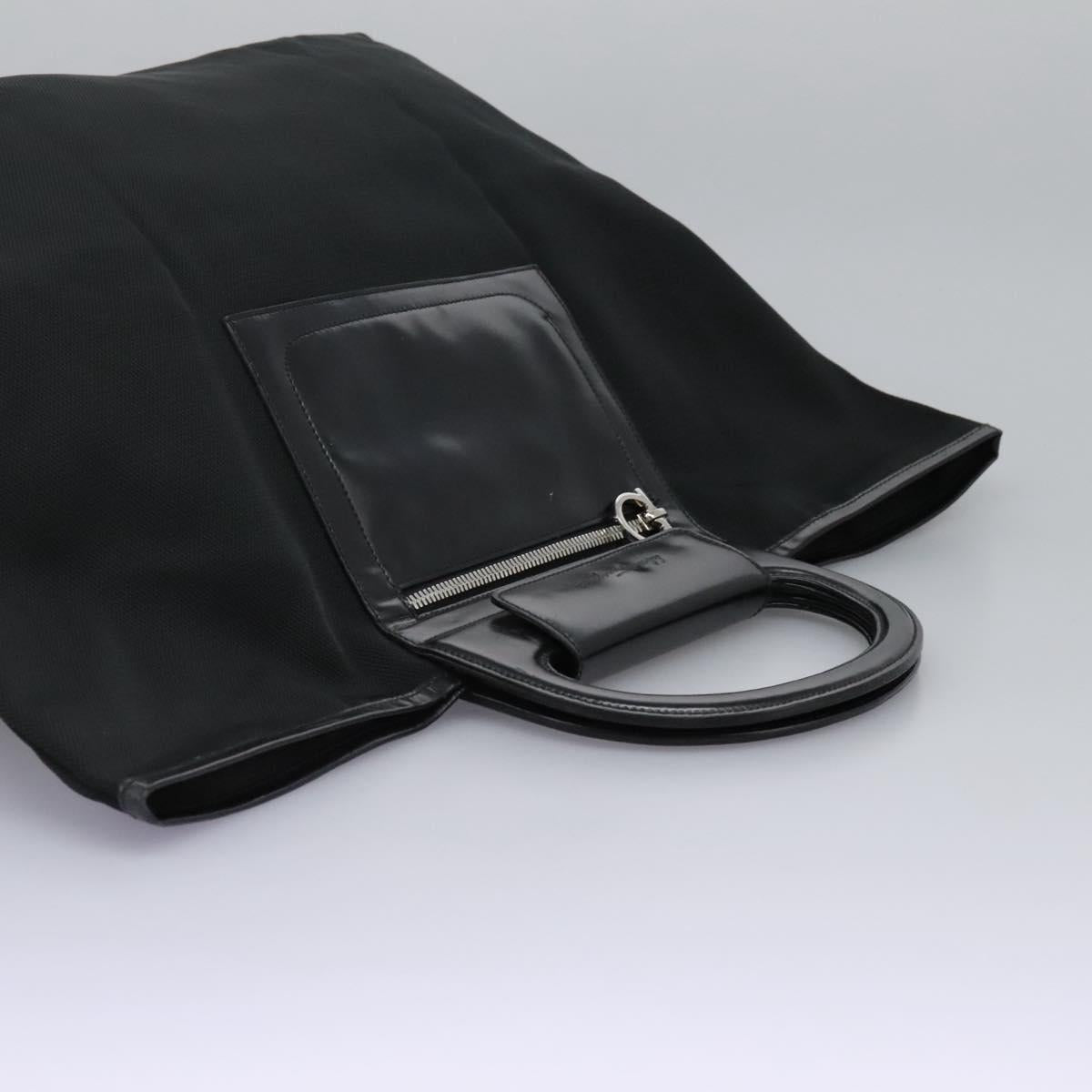 Salvatore Ferragamo Gancini Hand Bag Nylon Black Auth 116072