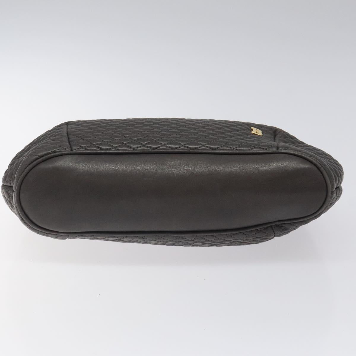 BALLY Hand Bag Leather Gray Gold Auth 116073