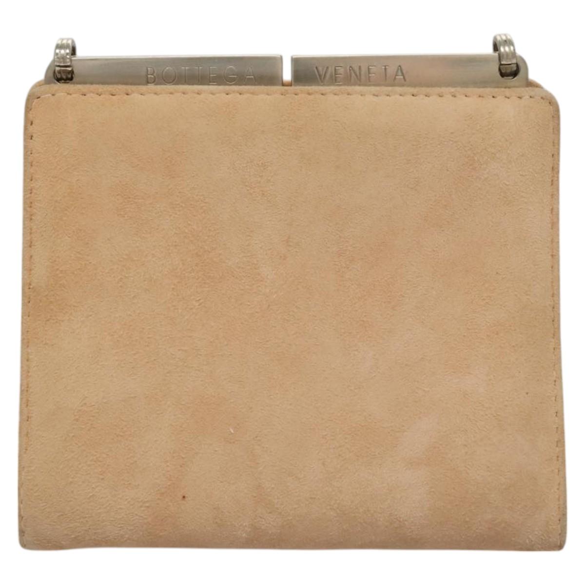 BOTTEGA VENETA Chain Shoulder Bag Suede Beige Silver Auth 116077