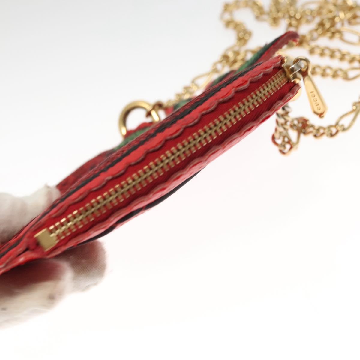 GUCCI Micro GG Supreme Chain Pouch Shoulder Bag PVC Red 576495 Auth 116081V