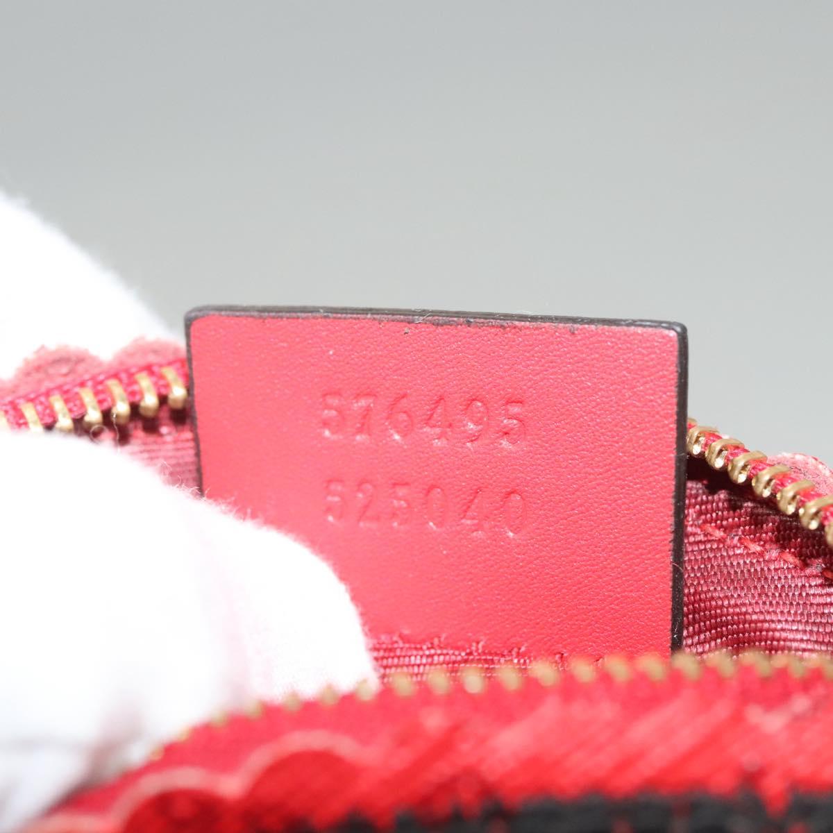 GUCCI Micro GG Supreme Chain Pouch Shoulder Bag PVC Red 576495 Auth 116081SAV