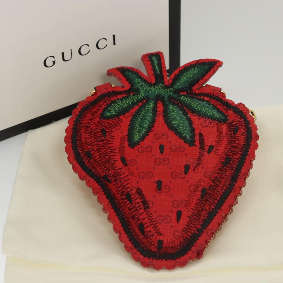 GUCCI Micro GG Supreme Chain Pouch Shoulder Bag PVC Red 576495 Auth 116081V