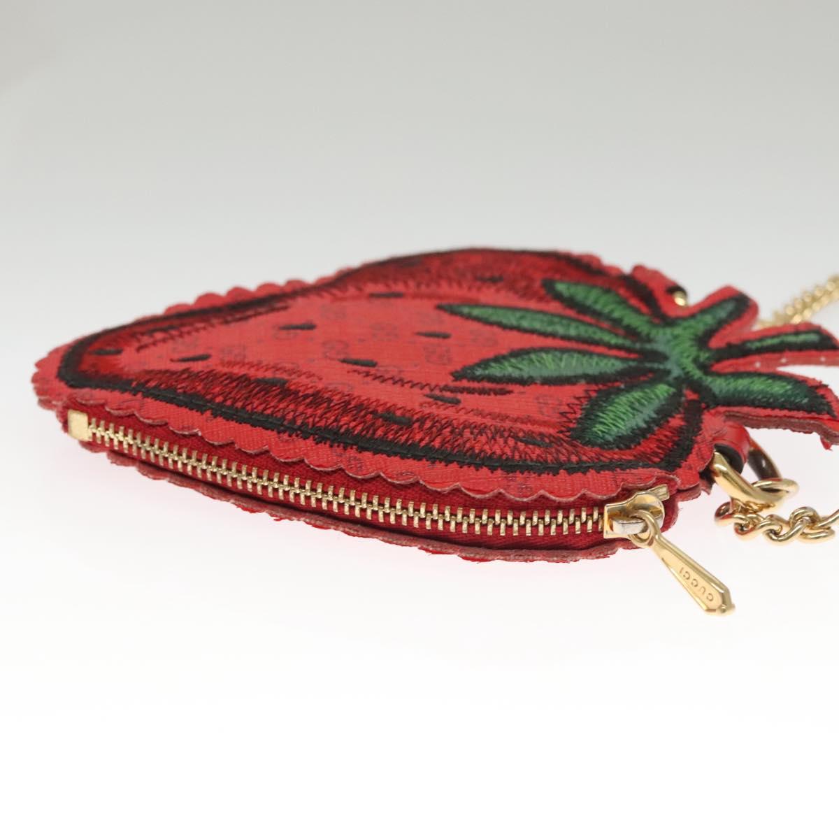 GUCCI Micro GG Supreme Chain Pouch Shoulder Bag PVC Red 576495 Auth 116081SAV