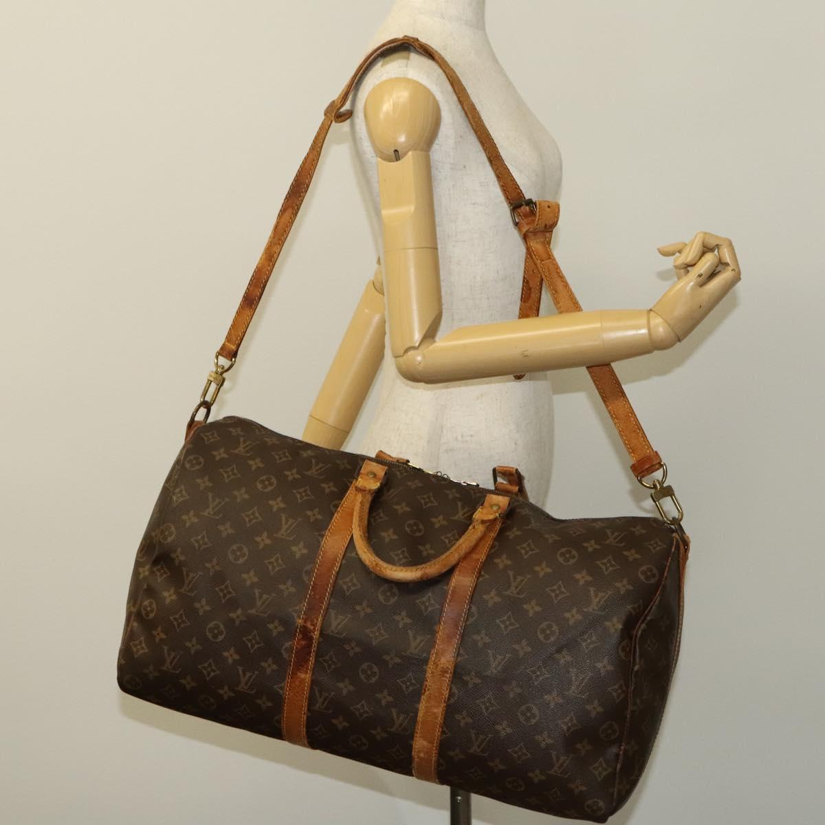 LOUIS VUITTON Monogram Keepall Bandouliere 50 Boston Bag M41416 LV Auth 116095