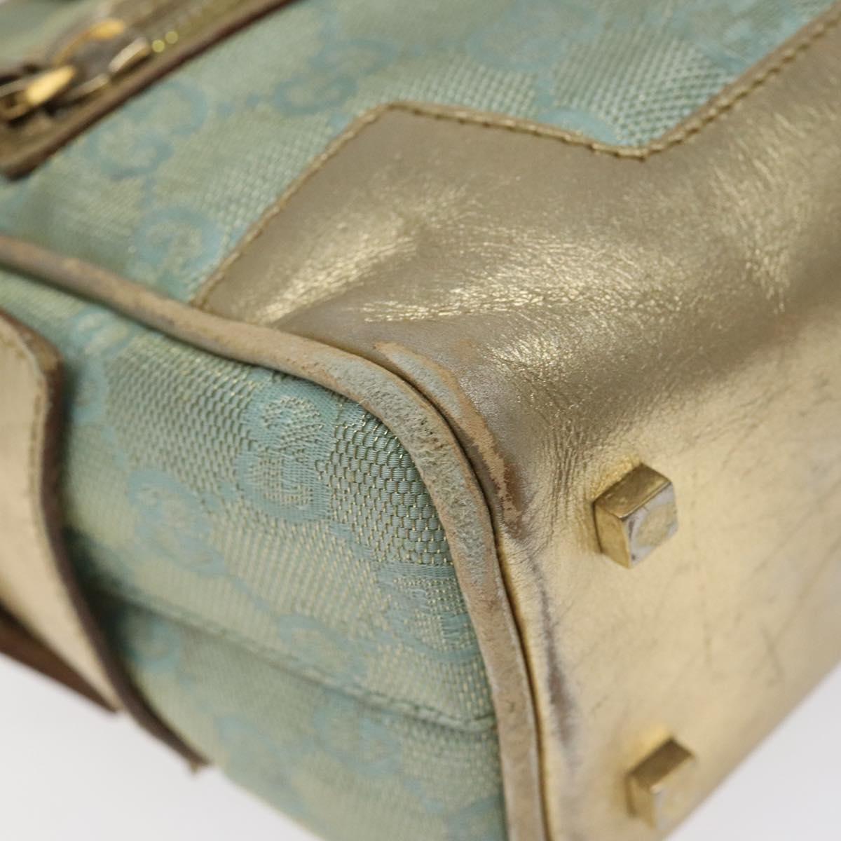 GUCCI GG Canvas Hand Bag Light Blue Gold 000 0852 Auth 116100
