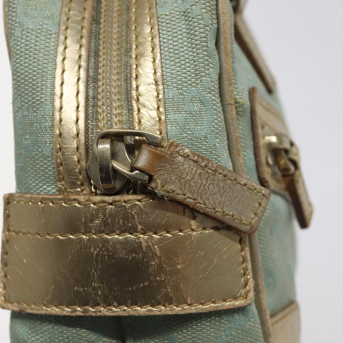 GUCCI GG Canvas Hand Bag Light Blue Gold 000 0852 Auth 116100