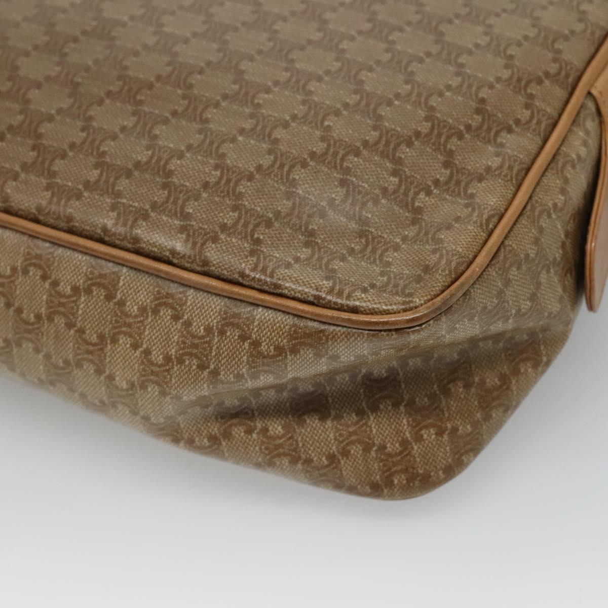CELINE Macadam Canvas Shoulder Bag PVC Beige Gold Auth 116101