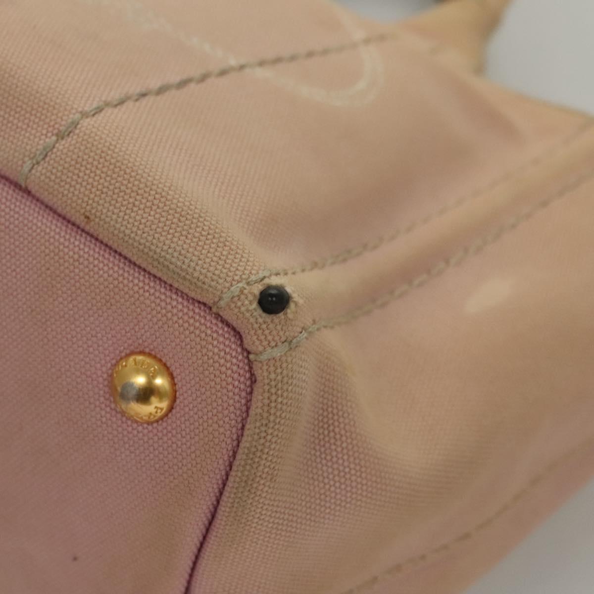 PRADA Canapa PM Hand Bag Canvas 2way Pink Gold Auth 116103