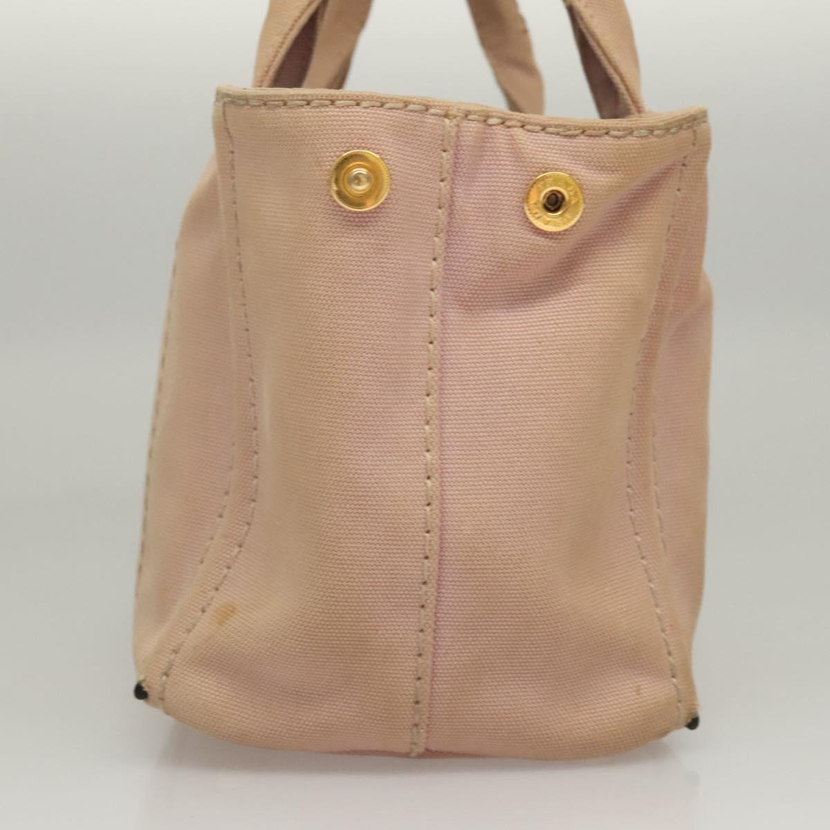 PRADA Canapa PM Hand Bag Canvas 2way Pink Gold Auth 116103