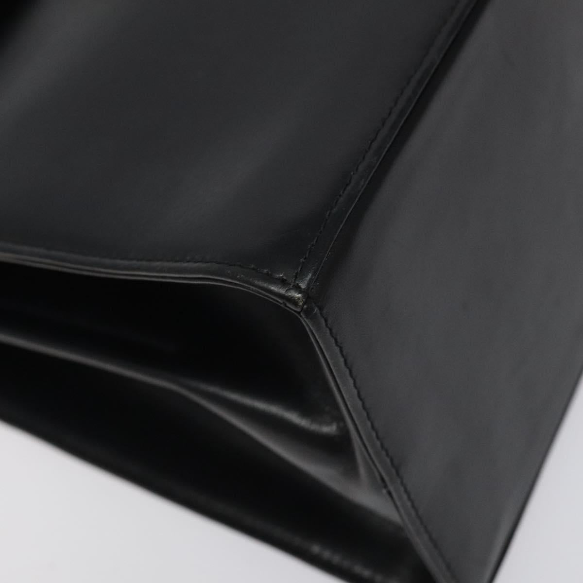 Salvatore Ferragamo Gancini Hand Bag Leather 2way Black Gold Auth 116105