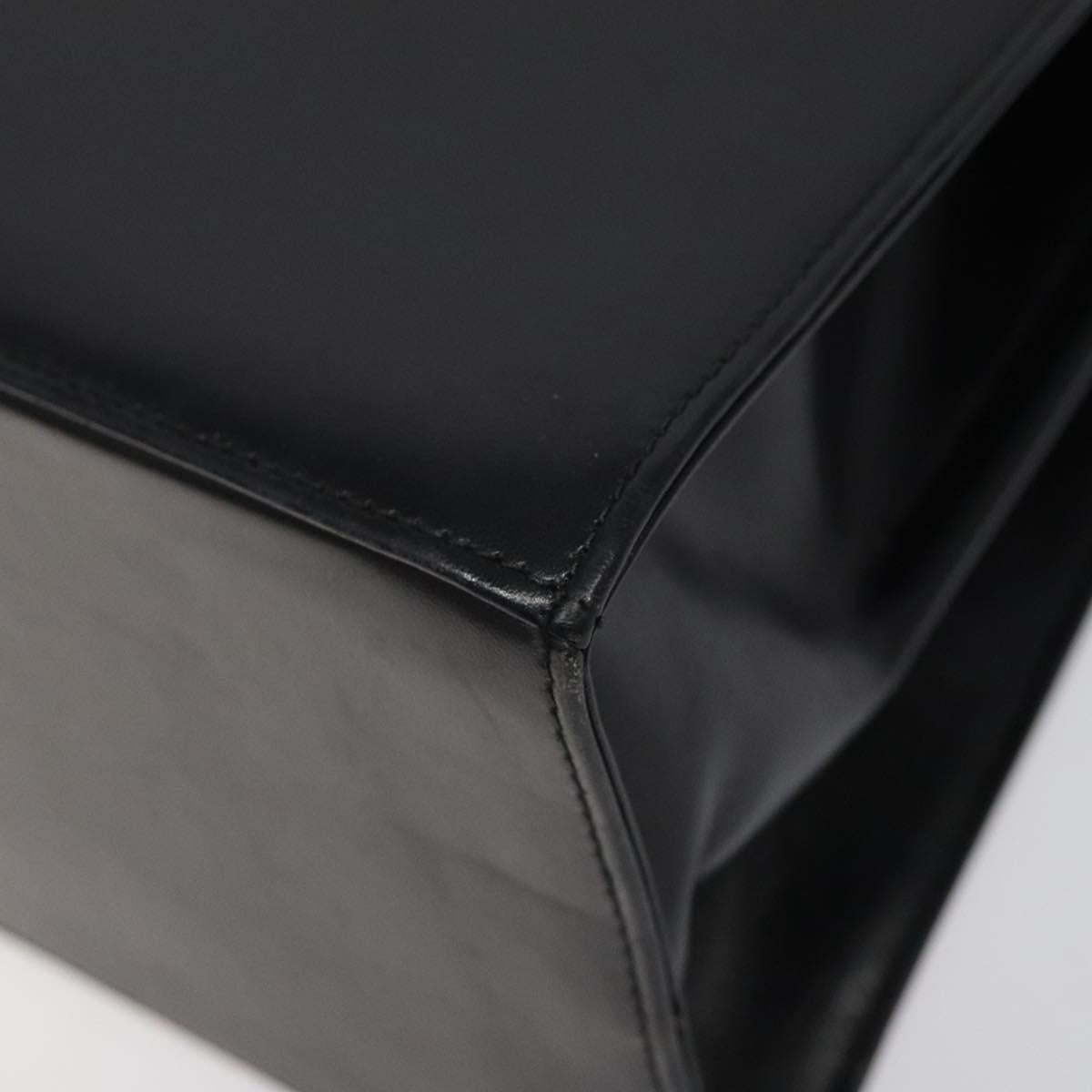 Salvatore Ferragamo Gancini Hand Bag Leather 2way Black Gold Auth 116105