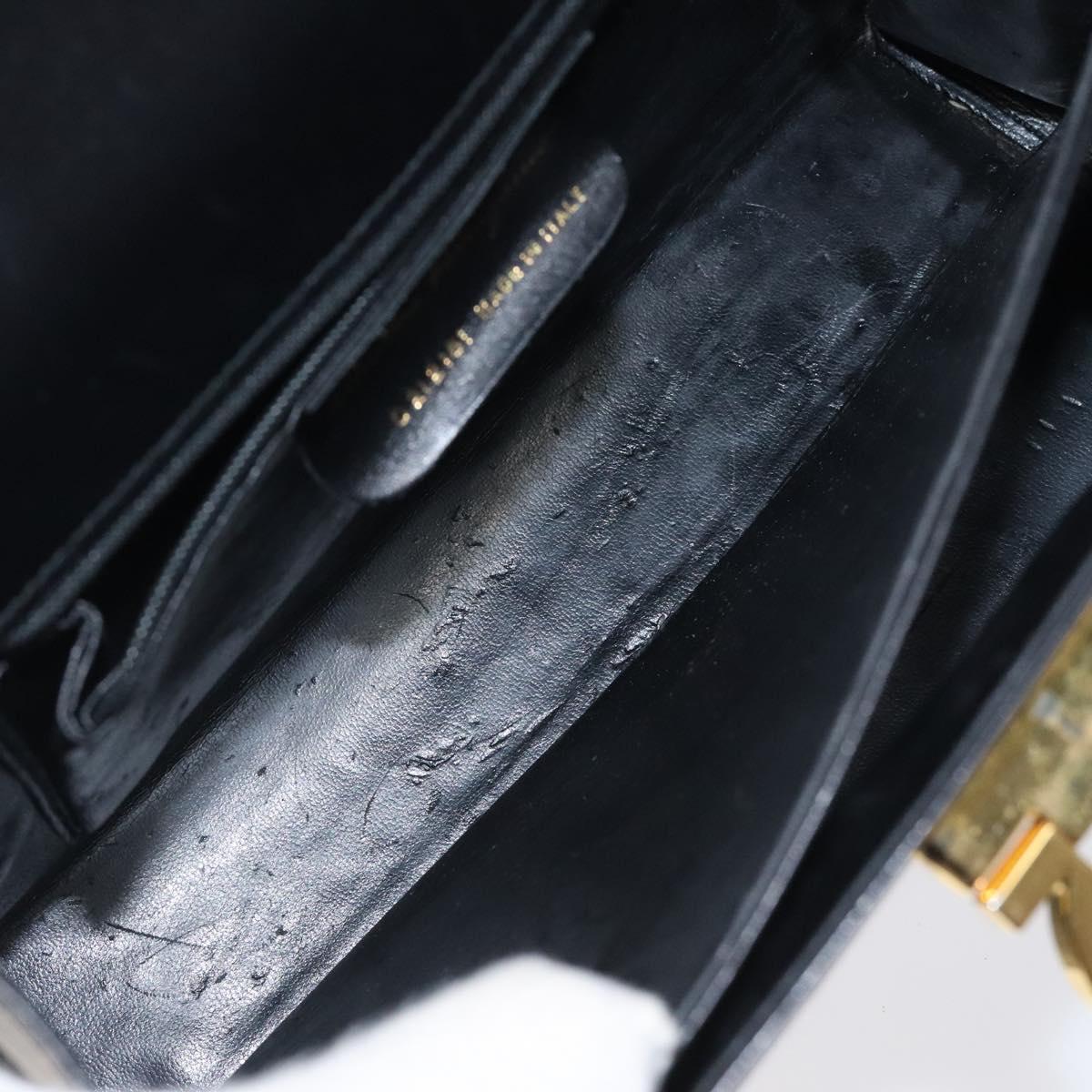 Salvatore Ferragamo Gancini Hand Bag Leather 2way Black Gold Auth 116105