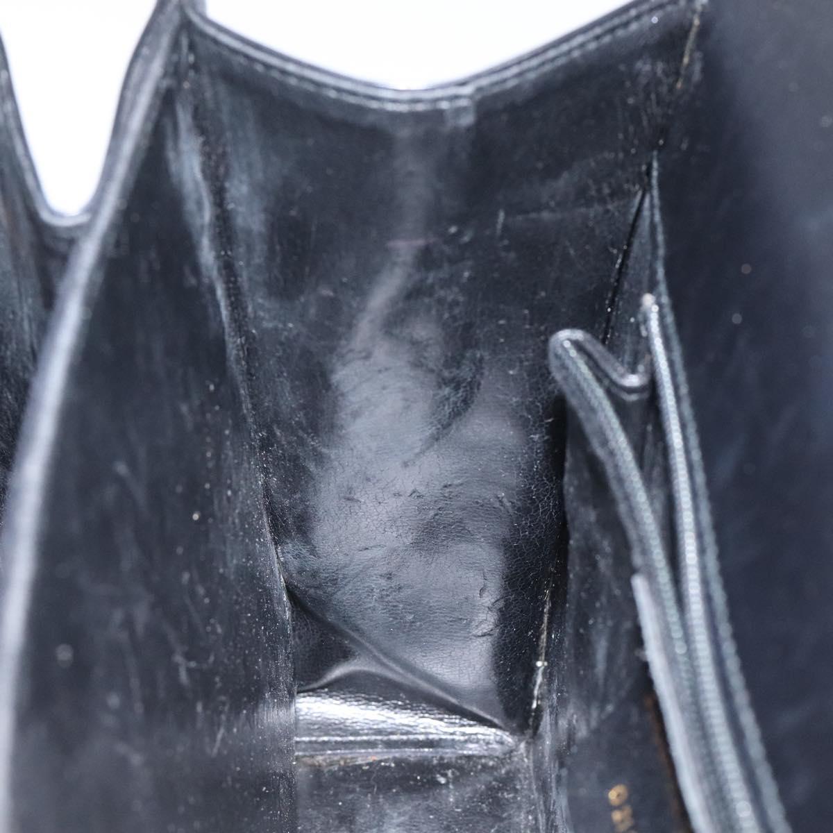 Salvatore Ferragamo Gancini Hand Bag Leather 2way Black Gold Auth 116105