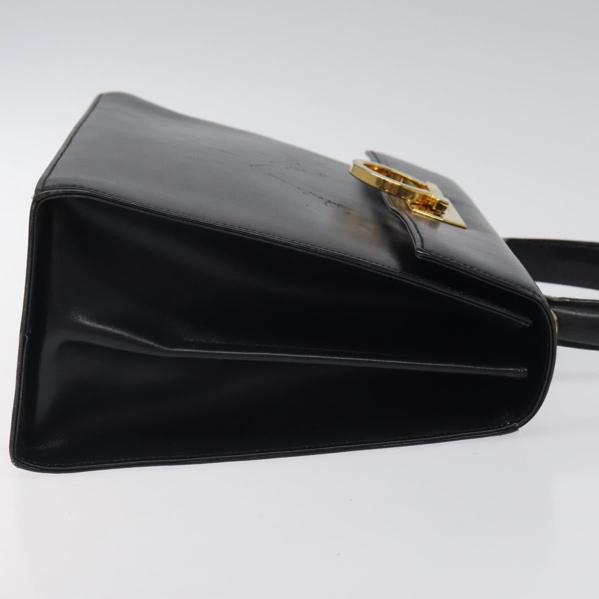 Salvatore Ferragamo Gancini Hand Bag Leather 2way Black Gold Auth 116105