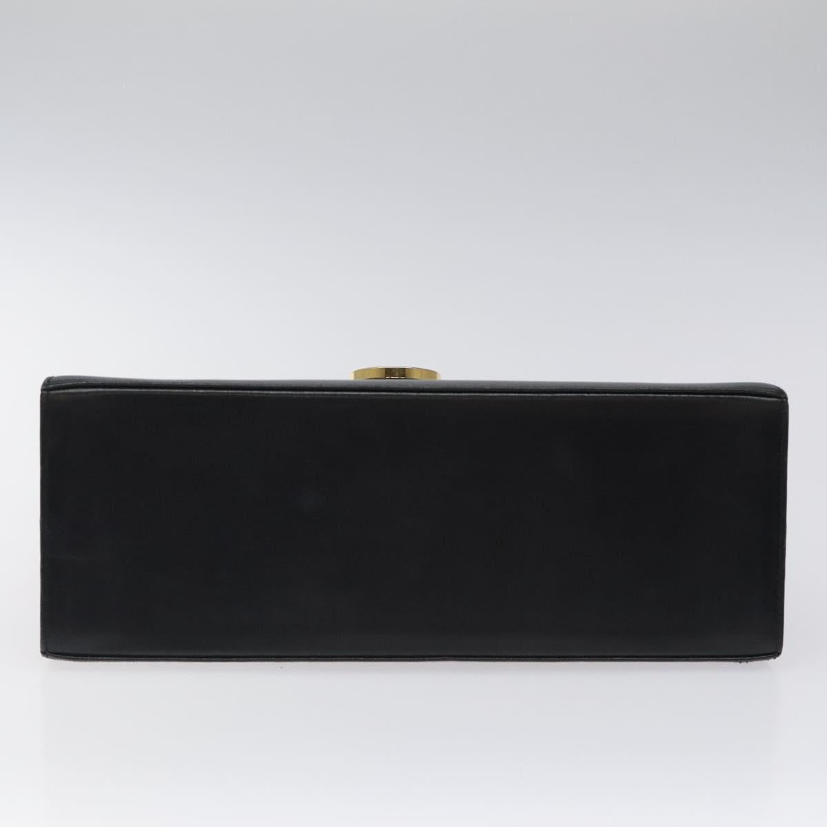 Salvatore Ferragamo Gancini Hand Bag Leather 2way Black Gold Auth 116105