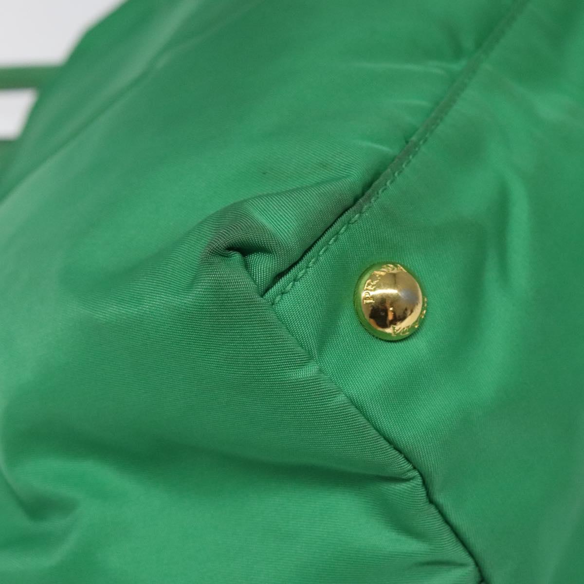 PRADA Hand Bag Nylon Green Gold Auth 116110