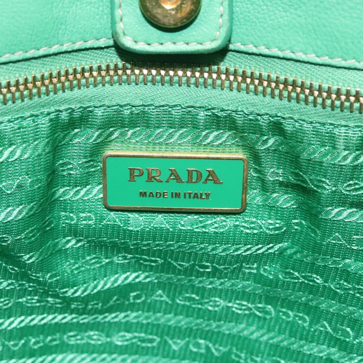 PRADA Hand Bag Nylon Green Gold Auth 116110