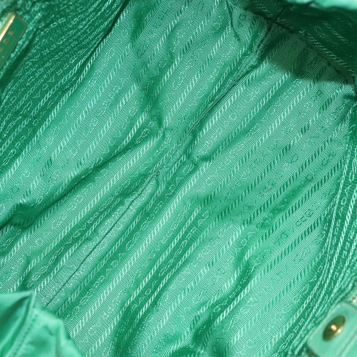 PRADA Hand Bag Nylon Green Gold Auth 116110