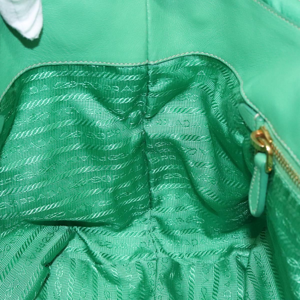 PRADA Hand Bag Nylon Green Gold Auth 116110