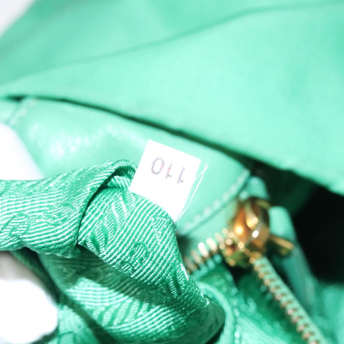 PRADA Hand Bag Nylon Green Gold Auth 116110