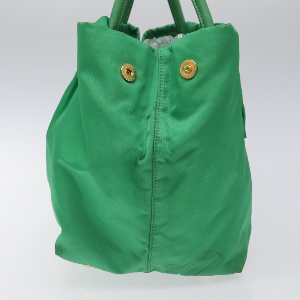 PRADA Hand Bag Nylon Green Gold Auth 116110