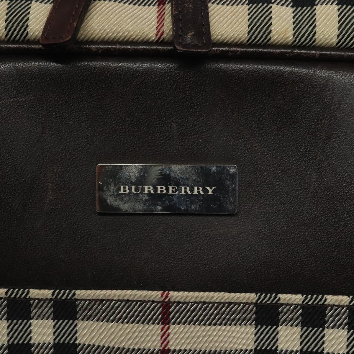 BURBERRY Nova Check Hand Bag Nylon Beige Silver Auth 116114