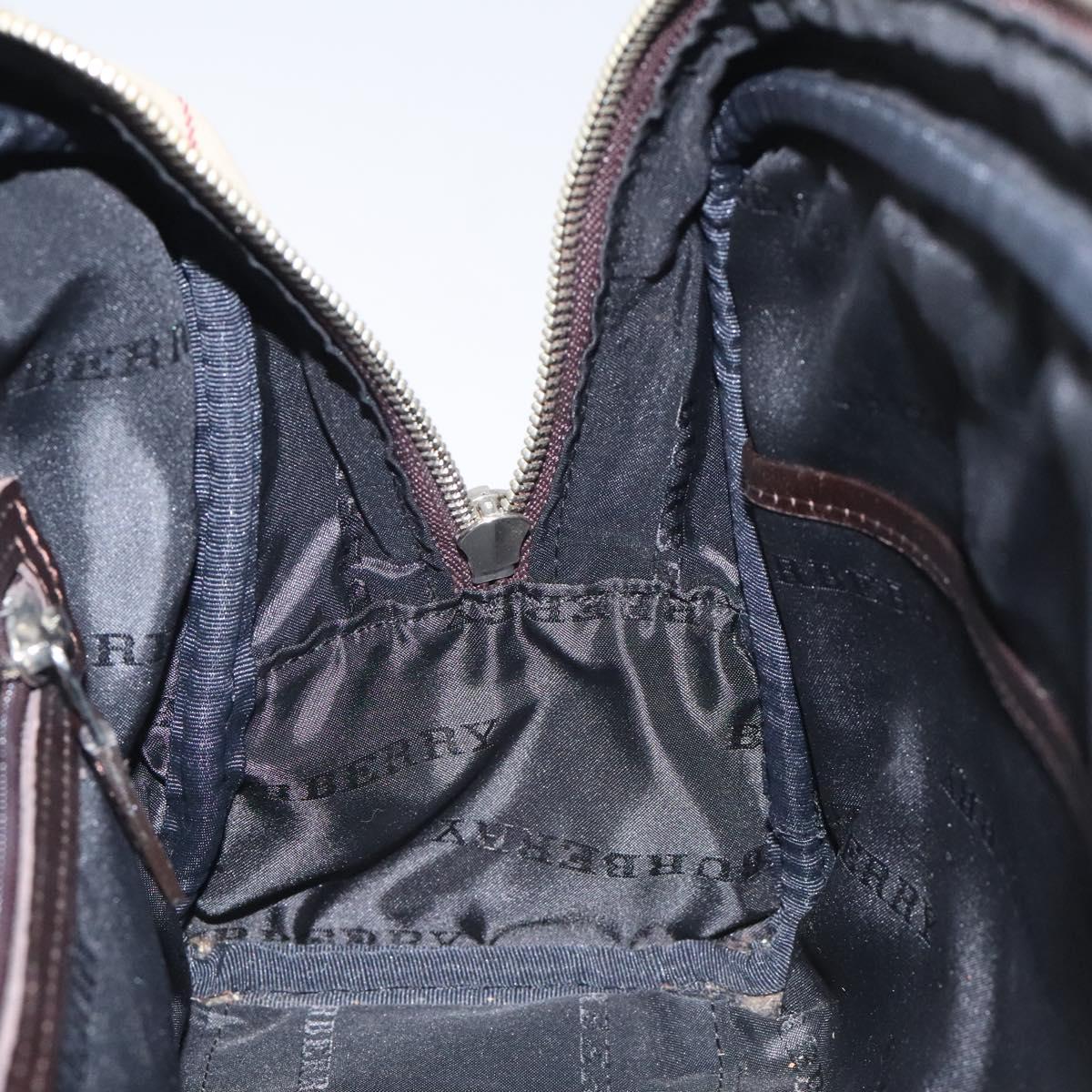 BURBERRY Nova Check Hand Bag Nylon Beige Silver Auth 116114