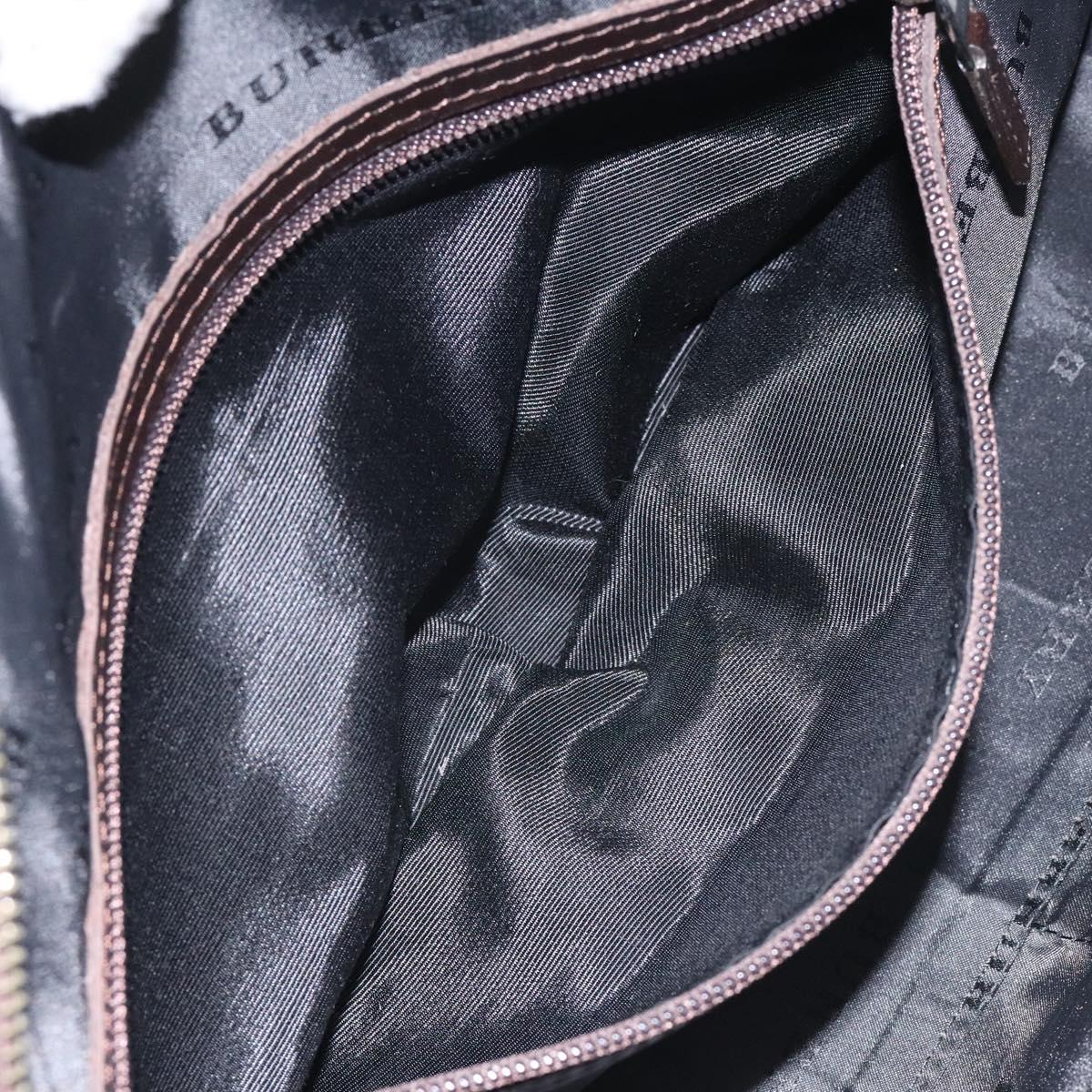 BURBERRY Nova Check Hand Bag Nylon Beige Silver Auth 116114