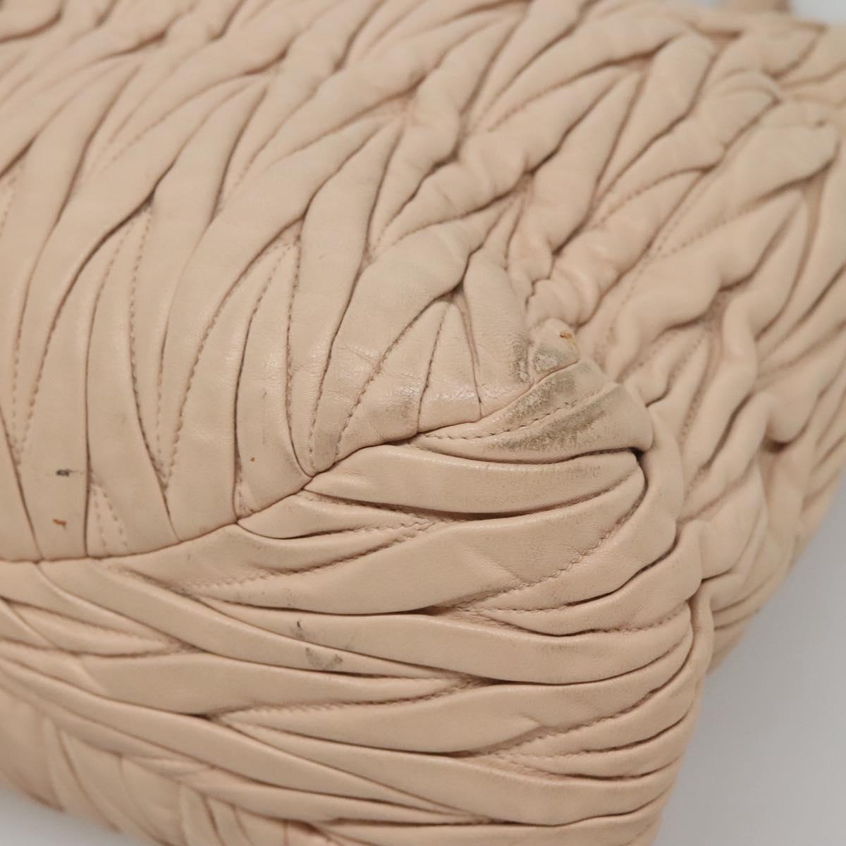 Miu Miu Matelasse Hand Bag Leather 2way Beige Gold Auth 116116