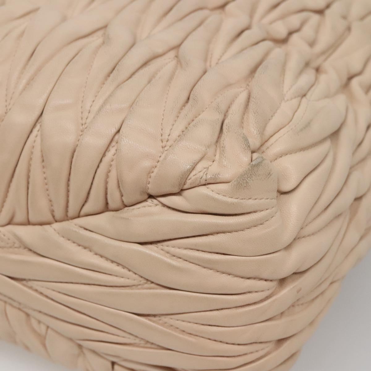 Miu Miu Matelasse Hand Bag Leather 2way Beige Gold Auth 116116